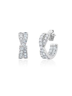 CRISLU Grace Criss Cross Hoop Earrings in Platinum