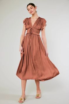 Mara Pleated Maxi Dress – CURRENT AIR Fall V-neck Ruched Midi Dress, V-neck Maxi Dress With Gathered Sleeves For Brunch, Spring V-neck Maxi Dress With Ruffles, Flowy V-neck Dress With Flutter Sleeves For Brunch, Pleated V-neck Maxi Dress For Brunch, V-neck Pleated Maxi Dress For Brunch, Chic V-neck Maxi Dress With Draped Sleeves, Elegant Billowy V-neck Maxi Dress, Chic Draped Maxi Dress For Fall