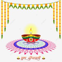 happy diwali greeting card with colorful decoration