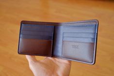 You are checking bi fold mens wallet made from natural, enviroment friendly processed leather, 100% handmade and hand sewn. This  particular wallet has 6 card slots, 2 secret pockets and bill pocket. Everything is handmade (cutting, painting, stitching and burnishing) and each wallet will be slightly different from the other due to natural oak leather used and pure handcrafting which makes them unique and interesting. The wallet is approx; 120 mm x 95 mm is in size when closed. I have used it my Bifold Wallet Pattern, Bifold Wallet Men, Mens Wallet, People Fall In Love, Wallet Pattern, Leather Bifold Wallet, Money Clip Wallet, Bifold Wallet, Logo Stamp