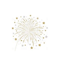 gold and white fireworks on a white background