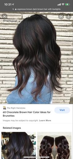 Brown Hair Vs Black Hair, Dark Hair Balyage, Dark Brown Hair With Low Lights, Deep Brown Hair, Balyage Hair, Brown Hair With Lowlights, Brown Hair Trends, Dark Chocolate Brown Hair, Competition Hair