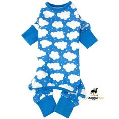 100% Cotton CuddlePup Dog Pajamas | Fluffy Clouds Blue | Soft Dog Sleep Wear | Warm Dog Pajamas | Blue Pajama | godoggiestyle The Pjs, Thermal Pajamas, Fluffy Clouds, Designer Dog Clothes, Dog Pajamas, Sleeping Dogs, Dog Dresses, Wide Cuff, Dog Coats