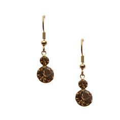 Gold Light Colorado Topaz Huggy Wire Earrings Brown Drop Earrings With Ear Wire, Classic Brown Jewelry With Matching Earrings, Brown Dangle Jewelry For Formal Occasions, Classic Brown Round Earrings, Elegant Brown Hypoallergenic Earrings, Classic Nickel-free Crystal Drop Earrings, Hypoallergenic Brown Drop Earrings, Hypoallergenic Brown Round Earrings, Gold Light