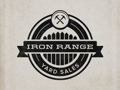 the iron range yard sales logo is shown in black and white on an off - white background