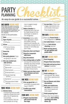 a party planning checklist with polka dots on the bottom and yellow lettering that says,'party planning an easy - to - use guide to successful sol