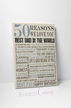 a birthday card with the words'50 reasons we love you best dad in the world '