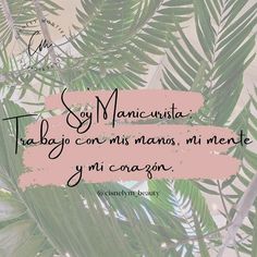 the words are written in spanish on a pink and green leafy background with palm leaves