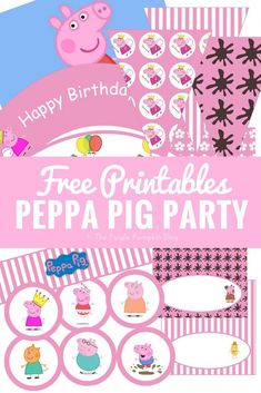 peppa pig birthday party printables for kids and adults, including cupcakes