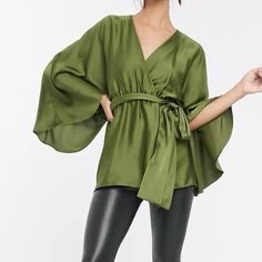 Asos Size 12 Green Satin Plunge Wrap Top Chartreuse Is The Color Imo Great Color For Fall Satin V-Neck Wrap Top Back Cut Out Dolman Split Sleeves See Pics For Measurments Dress Up Or Down Runs Large Fits 14-16 Top Can Be Worn Year Round Nwot Chic V-neck Top For Spring Brunch, Green V-neck Party Top, Spring V-neck Blouse For Night Out, Green V-neck Top For Night Out, Fitted V-neck Top For Spring Party, Summer V-neck Blouse For Night Out, Chic V-neck Top For Spring Party, Chic V-neck Blouse For Date Night, Chic V-neck Top For Date Night