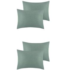 three light green pillows on a white background