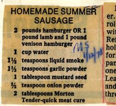 a newspaper clipping with some type of information about the dangers of homemade summer sausage