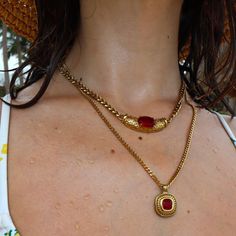 Aphrodite Love Stone Necklace Droplet Necklace, Evry Jewels, Olivia Jade, Summer 25, Red Necklace, Ruby Necklace, Jade Necklace, Jade Jewelry, Aphrodite