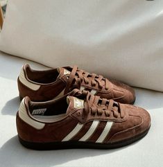 Brown sambas Adidas sambas Fall shoes Brown tones Brown outfit Neutral outfit  Chocolate outfit  Fall outfit Brown Shoes Outfit, Neutral Color Shoes, Vivienne Westwood Shoes, Neutral Shoes, Girly Shoes, Brown Sneakers