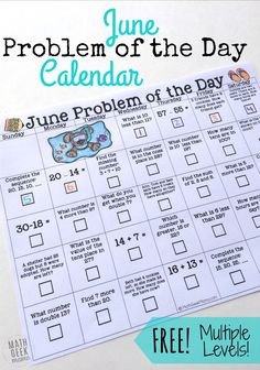 a printable june calendar with the date and time for children to learn how to use it