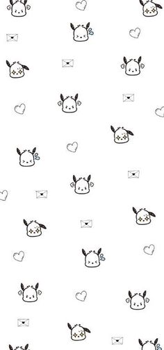 a pattern with cows and hearts on the side, in black and white colors that appear to have been drawn by hand