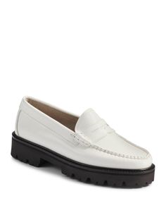 Gh Bass Outdoor Women's Whitney Super Lug Loafer Flats Classic Slip-on Moccasins With Lug Sole, Classic White Loafers With Leather Footbed, Classic Spring Loafers With Lug Sole, Classic Loafers With Lug Sole For Spring, Classic White Platform Loafers For Fall, Classic White Platform Loafers With Round Toe, Classic White Platform Loafers, Classic White Closed Toe Moccasins, White Classic Platform Loafers For Spring