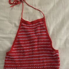 Urban Outfitters Pink And Orange Crocheted Top. With The Tie Neck, And Buttoned Back. Brand New. Never Worn. Great Condition. Super Cute! Trendy Red Sleeveless Halter Top, Casual Summer Party Halter Top, Cute Red Tops For Vacation, Casual Crop Top For Beach Season Party, Casual Halter Neck Crochet Top For Spring, Casual Crop Top For Party, Beach Season, Casual Beach Season Party Crop Top, Chic Red Halter Top For Beach, Casual Red Halter Neck Crop Top