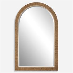 the arched mirror is made out of wood