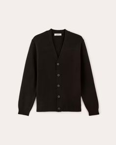 The Classic Cardigan in Everyday Cotton Black – Everlane Classic Cardigan, Mens Cardigan, Button Placket, Cashmere, Men Sweater, Organic Cotton, Crew Neck, V Neck, Quick Saves