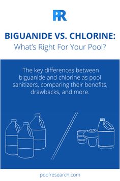 a blue and white poster with the words, what's right for your pool?