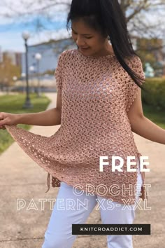 Easy crochet top made from two separate pieces and then sewn together, using a drunken granny stitch. Summer Poncho, Crochet Tunic Pattern, Crochet Blouse Pattern, Sweater Pattern Free, Granny Stitch, Crochet Cardigan Pattern Free, Gilet Crochet, Crochet Crop Top Pattern