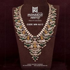 Traditional Polki Guttapusalu with Goddess Lakshi Motif from the latest Collection of Mangatraineeraj – A House of Premium Jewellery. Polki Guttapusalu, Diamond Pendant Jewelry, Gold Bracelet Simple