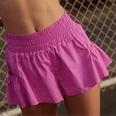 New Without Tag, Size Xs, Small, Medium And Large, Neon Magenta With Logo! Style No.59070292; So Flirty And Fun Shorts To Spice Up Your Workout Attire, Featured In A Flowy Style With A High-Rise, Smocked Waistband And Side Pockets. Pull-On Style Elastic Waistband Side Pleated Accents Fp Movement Contents 100% Polyester Rainbow Lululemon Shorts, Hot Pink Free People Shorts, Free People Skirts, Get Your Flirt On Shorts, Running Fits, Fun Shorts, School Clothing, Cut Clothes, 10th Grade