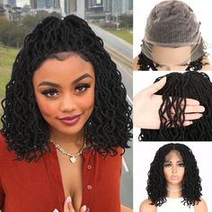 PRICES MAY VARY. 【Dreadlock Locs Hair Material】Our curly dreadlock wig is made of high-quality low temperature synthetic hair, which is soft touch and easy to style. It has a natural hairline with baby hair around the edges, giving you a realistic and natural look. 【Length and Cap Size】The knotless dreadlock wig has a length of 14 inches and comes with a cap size that can be adjusted to fit most people's heads. The adjustable straps make it easy to put on and take off, and the breathable net mak Faux Locs Wig, Short Twist, Braid Wigs, Dreadlock Wig, Short Twists, Wigs Synthetic, Wig For Black Women, Hair Afro, Wig Short