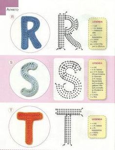 the letters are made up of different types of stitching and crochet materials