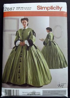 Simplicity Victorian Civil War Dress Costume Sewing Pattern 8,10,12,14 2887 OOP 39363317647 | eBay Belle Gown, Baby Born Kleidung, Southern Belle Dress, Museum Curator, Gothic Cosplay, Costume Sewing Patterns, Gown Pattern, Costume Patterns, Victorian Clothing