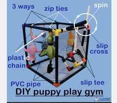 the diagram shows how to make a diy puppy play gym