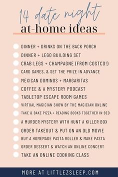 14 out of the box Valentine's date night ideas for staying in | Stuck at home for Valentine's Day or date night? No babysitter, no problem! In this post, I'm sharing 14 unique at-home date night ideas to share with your sweetie! Spice up your evenings with these 14 at-home date night ideas! From cozy movie nights to creative cooking adventures, discover delightful ways to connect. #DateNightIdeas #OnlineSleepCoaching #HappyHome #ParentingJoy #ConnectionMatters #QualityTime Mini Dates At Home, Favorite Things Date Night, Morning Dates Ideas, Simple Date Night Ideas At Home, I’m Home Date Night Ideas, Cute Date Ideas At Home Creative, Newlywed Date Night Ideas, Unusual Date Night Ideas, Small Date Ideas At Home