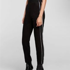 Brand New With Tags Zara Black Tapered Leg Pants, Zara Black Pants For Spring, Zara Black Ankle-length Pants, Edgy Zara Bottoms For Spring, Trendy Black Zara Bottoms, Zara Edgy Bottoms For Night Out, Edgy Zara Bottoms For Night Out, Zara Black High-waisted Pants, Black Ankle-length Pants For Night Out