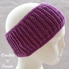 a knitted headband on top of a mannequin's head with the words crochet in create written across it