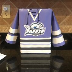 an ice hockey jersey bag sitting on top of a counter