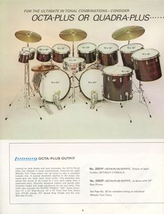 an advertisement for the new aquaplus drum set from 1971, with instructions and pictures