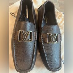 Mens Louis Vuitton Brown Leather Loafers With Damier Print And Gold Hardware. Size 8 Brand New 100% Real. Gave Over $900 No Box Comes With Dust Bags. Mens Louis Vuitton, Louis Vuitton Loafers, Brown Leather Loafers, Louis Vuitton Brown, Leather Loafers, Brown Gold, Loafer Shoes, Gold Hardware, Brown Leather