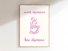 ♡ Hello from Club de Flore ♡ "Espresso" Art Print, is an Italian-inspired piece that will bring a touch of charm and style to your kitchen, living room, or bedroom. This aesthetic typographic art print is beautifully designed and offers a bit of humor along with our favorite morning ritual in Italy...espresso!   This sweet yet subtle art print is perfect for adding a unique touch to your space. Hang it in your modern kitchen, cosy apartment, or even add a touch of aesthetic to your bathroom. Reg Cosy Apartment, Typographic Art Print, Coffee Art Print, Office Artwork, Apartment Art, Typographic Art, Dorm Walls, Contemporary Apartment, Standard Paper Size