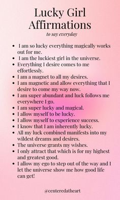 the lucky girl affirmations poem