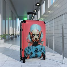 This Creepy Futuristic Doll Pop Surreal Travel Suitcase Luggage is the perfect companion for your travels. Made from polyester, this lightweight but resilient suitcase will keep your items secure while you explore the world. With a fitting doll pop surreal design, this luggage will turn heads and ensure you stand out from the crowd. . Material: polycarbonate front and ABS back hard-shell. Adjustable telescopic handle. Two inner pockets. Four double-wheels with 360° swivel. Built-in lock Shipping Black Travel Luggage With Case Included, Black Luggage With Case For Travel, Travel Suitcase, Suitcase Traveling, Explore The World, Surrealism, Turn Ons, Dolls, Travel