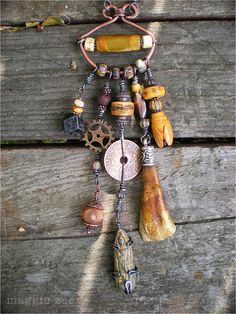 Necklace With Charms, Found Object Jewelry, Talisman Jewelry, Mixed Media Jewelry, Leather Scraps, Amulet Necklace, Assemblage Jewelry, A Prayer, Amulets