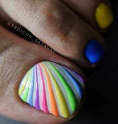 Summer Toe Nails, Toe Nail Designs, Rainbow Nails, Pedicure Nail Art