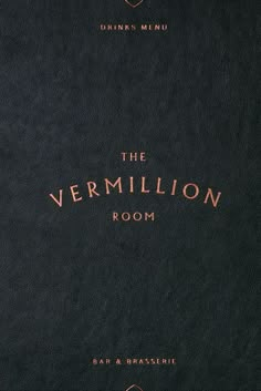 the vermillion room bar & restaurant menu cover design by graphic art studio