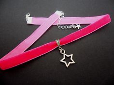 "This is a pretty hand made pink velvet choker with a tibetan silver owl charm.  The velvet is 10mm wide (approx half an inch). Measures approx. 13\" long plus a 1.5 inch extension chain. If you would like a longer, or shorter length, let me know, and i'll make the size you want. Thanks for looking!" Silver Star-shaped Choker For Party, Pink Choker For Valentine's Day Gift, Pink Adjustable Choker As A Gift, Handmade Pink Choker As A Gift, Handmade Pink Choker As Gift, Adjustable Pink Choker For Festivals, Trendy Pink Star-shaped Jewelry, Pink Adjustable Choker For Party, Adjustable Pink Choker For Party