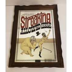 a poster on the wall that says,'streaking throw - backs'with an image of two men playing golf