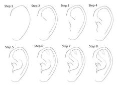 how to draw an ear step by step