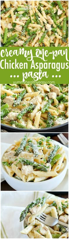 this creamy one - pan chicken and asparagus pasta is the perfect meal to make for dinner