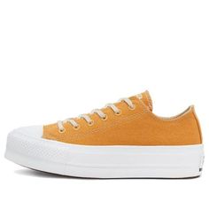 (WMNS) Converse Renew Cotton Chuck Taylor All Star Platform Low 'Sunflower Gold' 567104C (SNKR/Retro/Casual/Low Top/Women's) All Star Platform, Womens Converse, Chuck Taylor All Star, Stylish Sneakers, Chuck Taylor, Chuck Taylors, Low Top, All Star, Perfect Pair