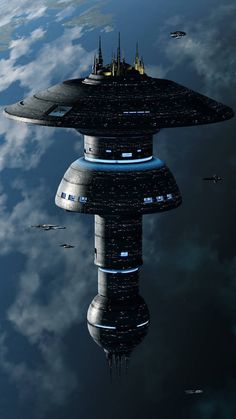 a futuristic space station floating in the sky